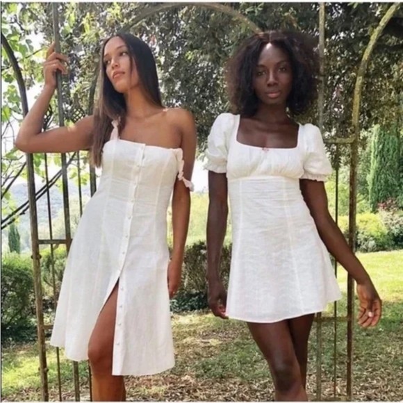 *SOLD* LPA REVOLVE White Eyelet Frill Sleeve Cottagecore Simona Mini Dress M - Picture 12 of 12